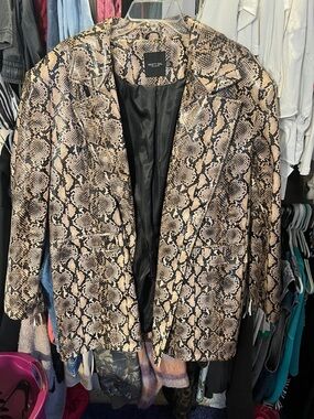 Nasty Gal Taupe Snake Print Blazer